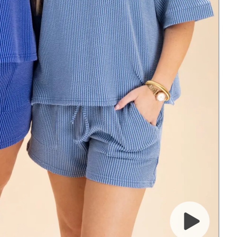 Zenana Blue Textured Lounge Shorts